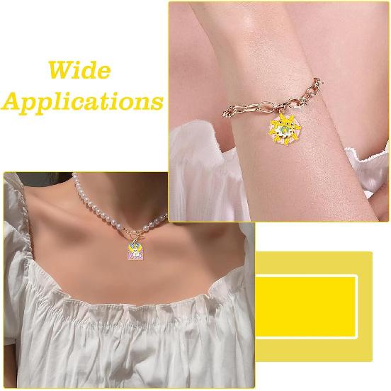 UR URLIFEHALL 40 Pcs 8 Styles Enamel Tarot Charms Colorful Tarot Card Charms Black White Cat Sun Moon Charms for Bracelet Necklace Earrings Jewelry