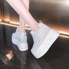 Fashion 10cm Microfiber Platform Heel Wedge Shoes Sneakers Pumps White Platform Crystal Pumps Shoes Women Zapatos De Mujer