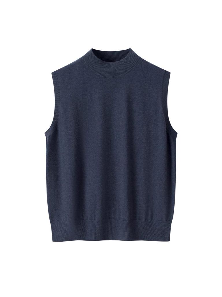 Women's Pure Cashmere Sleeveless High Neck Knit Sweater Vest