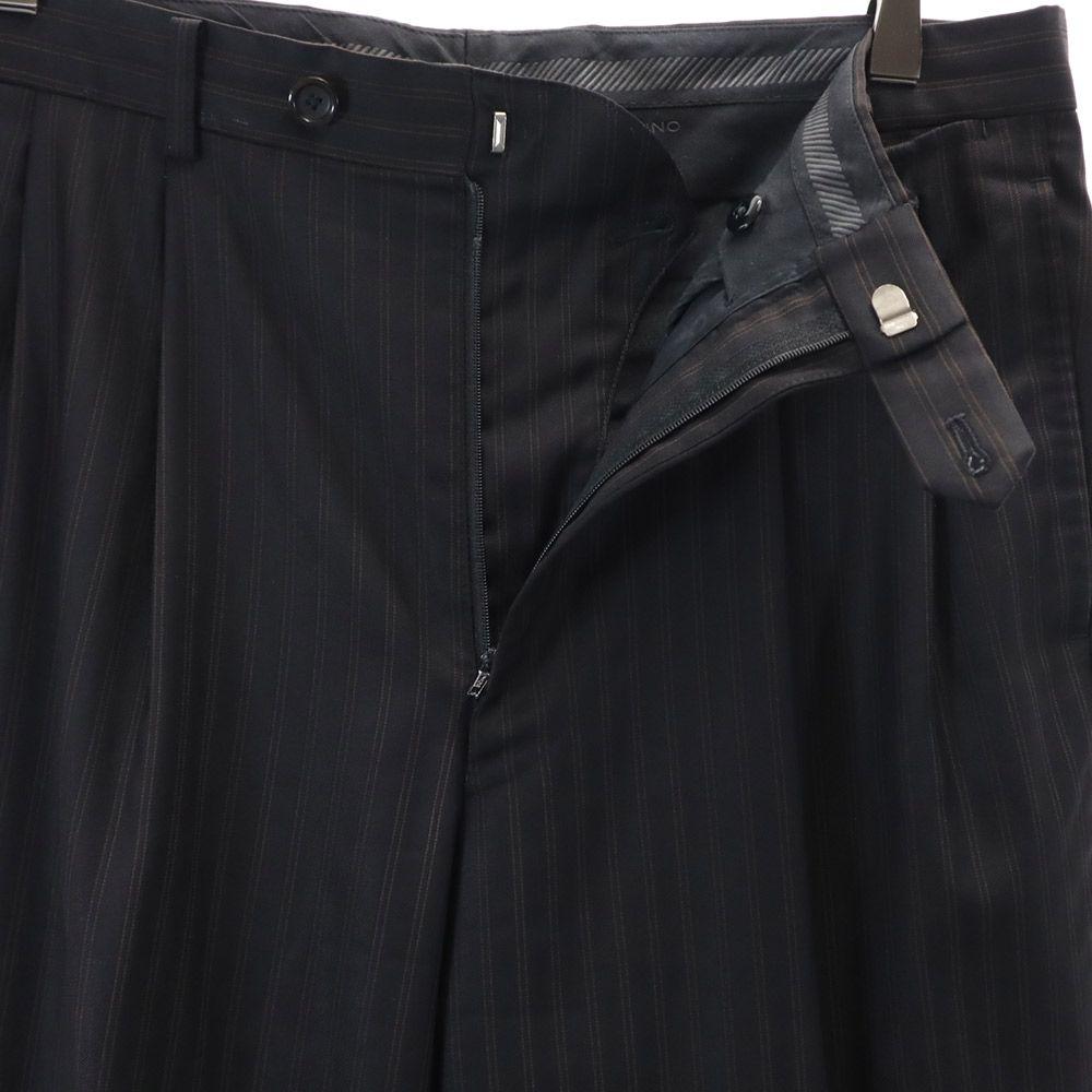 VISARUNO Wool Striped Pattern Suit Setup 4-M Black Men's Used