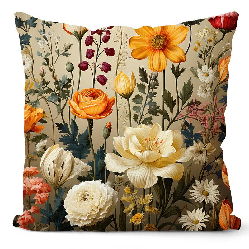 Retro Floral Pillow Case Home Living Room Sofa Cushion Balcony Car Pillow Ornament Premium Durable Quality Useful