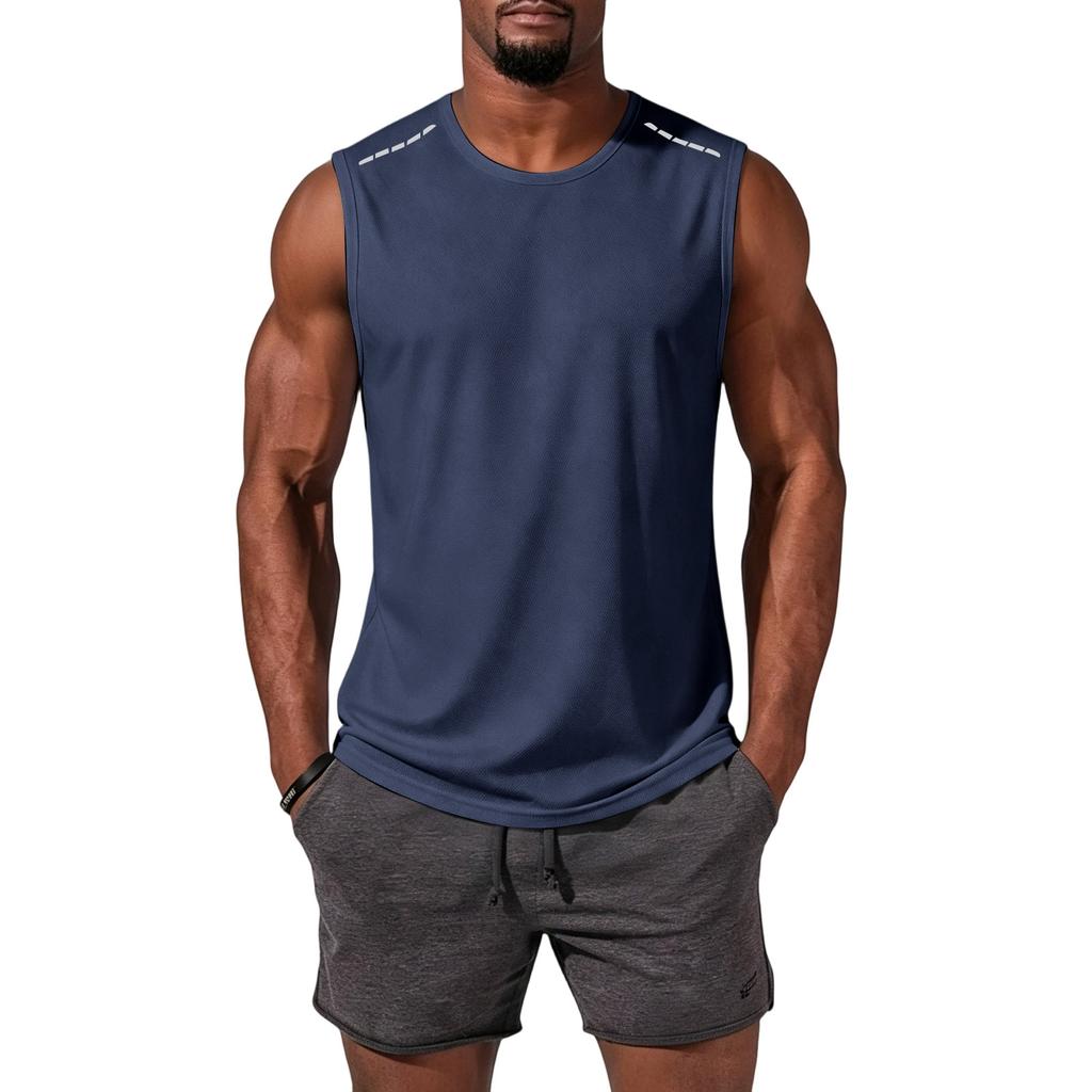 Men Sleeveless Shirt Set Quick Dry Vest Running Summer Beach Fitness Muscle Tank Top Breathable Lightweight Sportswear