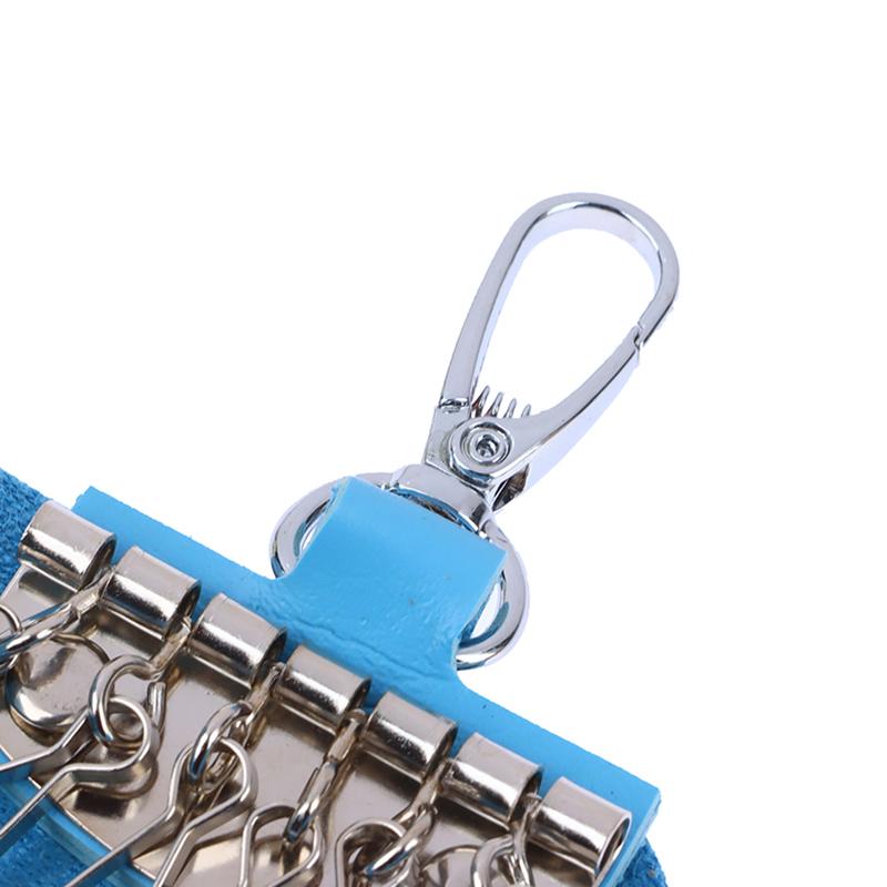 1 funda portátil de piel sintética para llaves de coche, funda tipo billetera unisex, bolsa de almacenamiento sencilla de color sólido