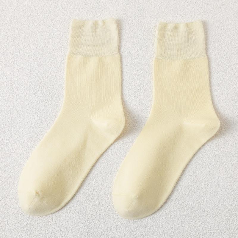 Female Spring and Summer Thin Cotton Pure Color Deodorizing Sweat Absorption Anti Pilling All Go Boneless Tube Socks
