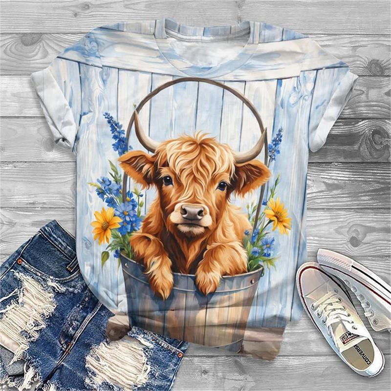 Fashion Animal Cow 3d Print T-shirt Women Fashion Short Sleeve Tshirt Girls Kawaii T Shirt Clothes Female 2000s Y2k Tops