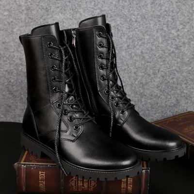 Genuine Leather Boots for Men Side Zipper Comfortable Men's Boots Casual Shoes Cow Leather Winter Boots Plus Size 36-50 51 52
