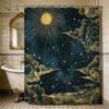 Vintage Dark Green Forest Bathroom Shower Curtain Night Moon Landscape Nature Mystical Midnight Polyester Fabric 12 Plastic