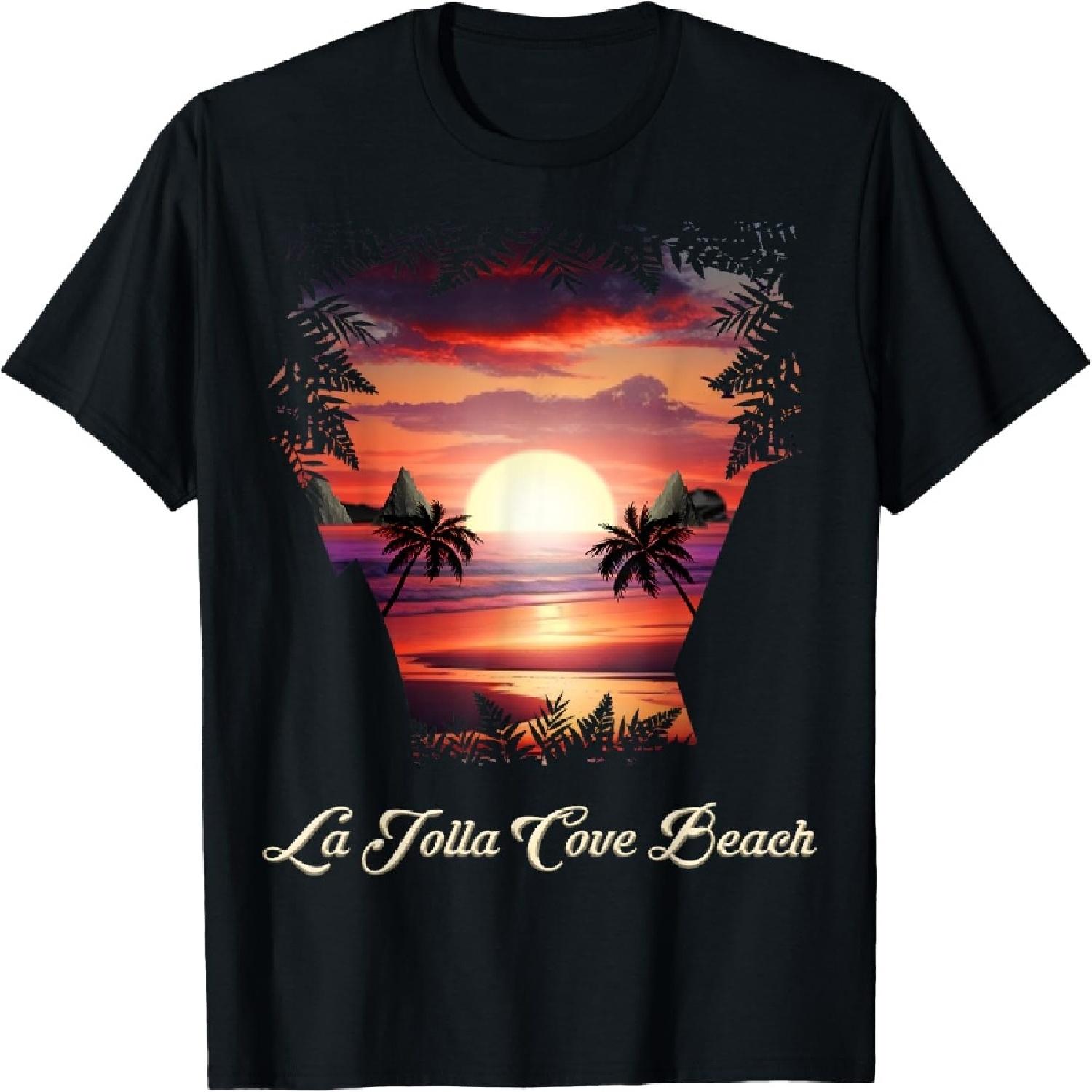 

La Jolla Cove Beach Vibrant Sunset - California, USA Men Women Kids T-Shirt XXXXXL чорний
