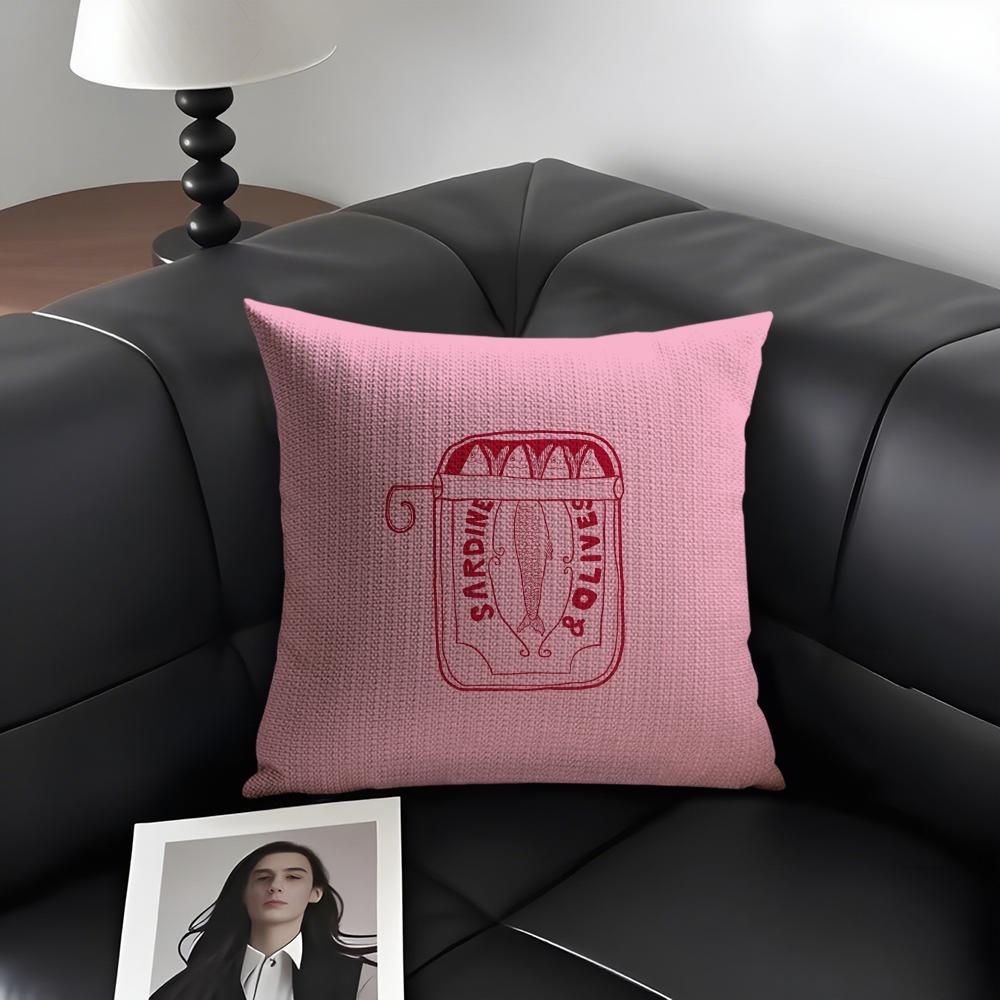 Cute Coastal Charm Sardine Cushion Cover Natural Linen Organic Fabric DoubleSided Printing Sofa Home Decor Gift Pillow Case