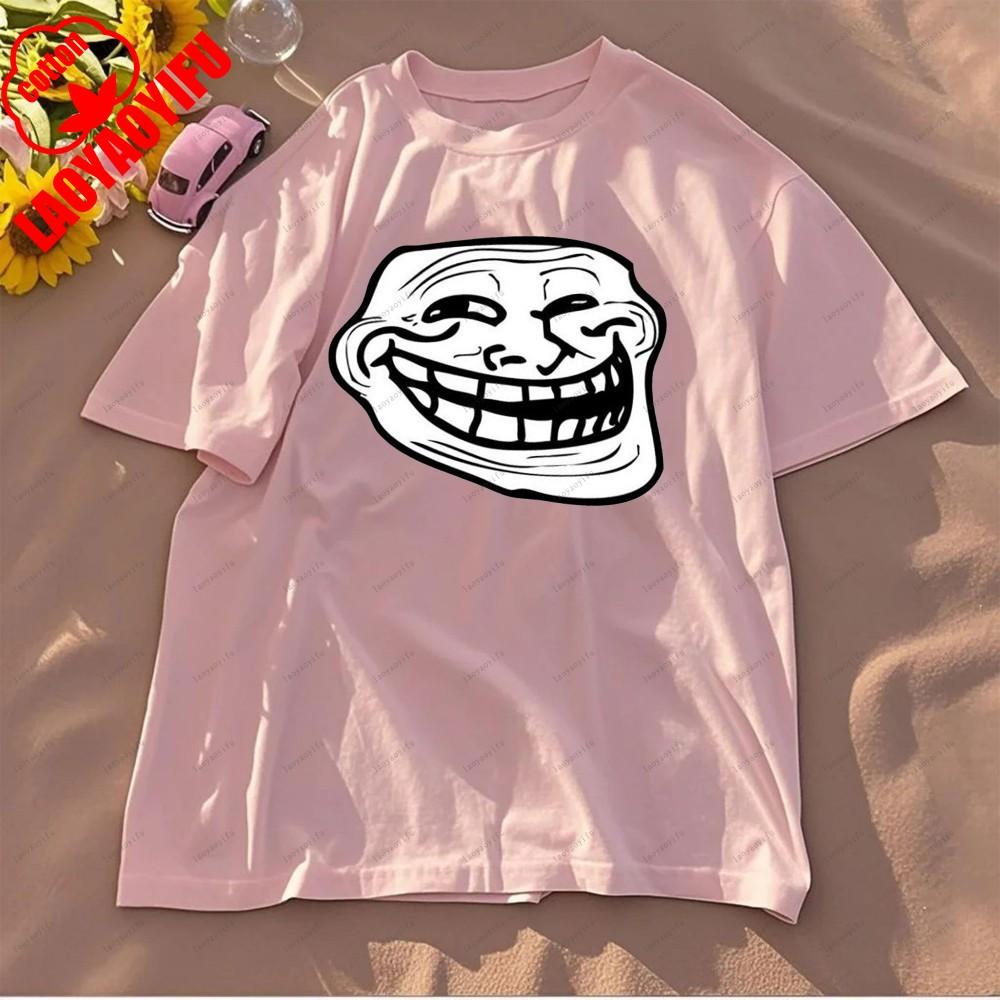 Rage Comic Trollfac Printed T Shirts Funny Anime Pure Cotton Top Tees Men Summer Short Sleeves T Shirt O Neck Fashion Tshirt