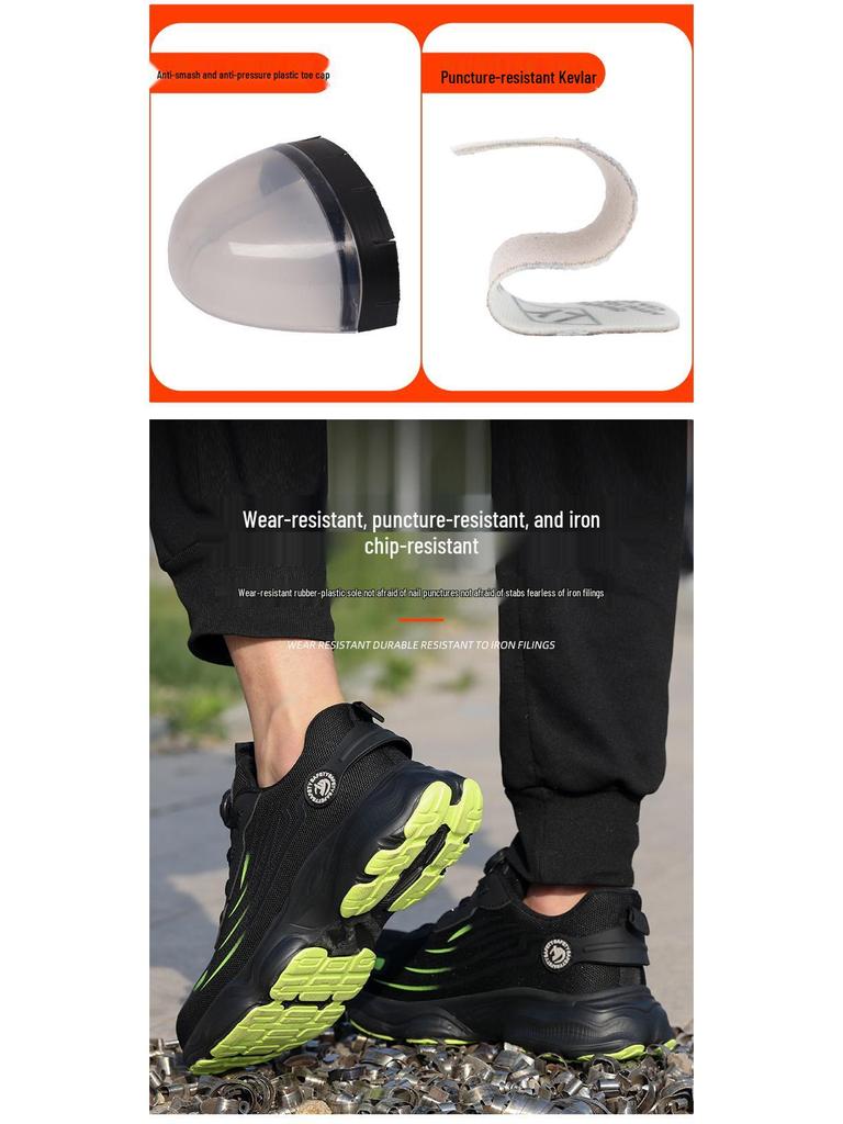 Steel Toe Breathable Fly-Knit Safety Shoes: Lightweight, Anti-Smash & Anti-Puncture with Convenient Rotary Fastening