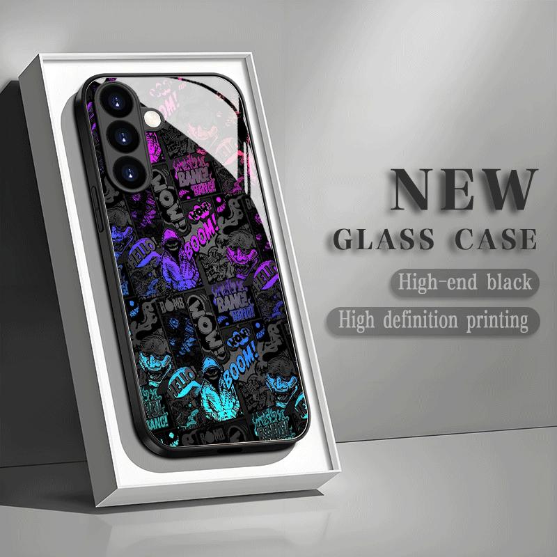 Electroplated Glass Phone Case Suitable for Samsung Galaxy S26 S25 S24 S23 S22 S20S11S10FE Ultra Plus Anti Drop Graffiti Pattern