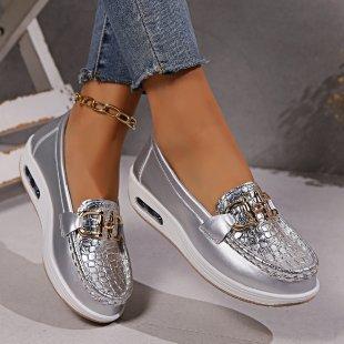 Luxury Designer Women Fashi Loafers Breathable Slip-On Vulcanized Shoe Large Size Wedge Heel Lightweight Woman Casual Sneakers