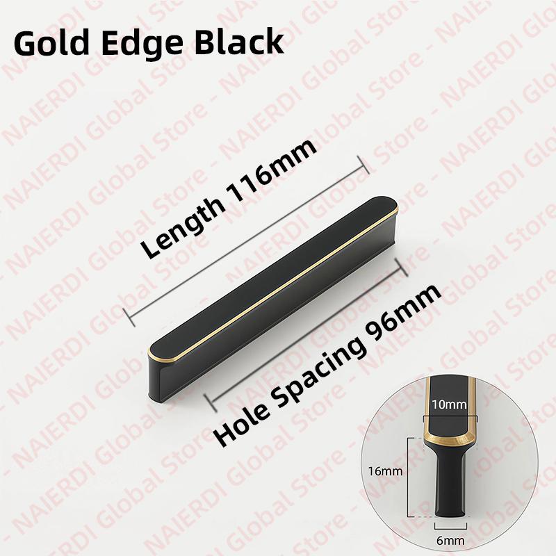 NAIERDI American Style Black Cabinet Handles Aluminum Alloy  Long Furniture Handle Kitchen Cupboard Pulls Drawer Knobs Hardware