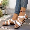 Shoes for Women 2026 Summer New Women Flat Sandals Roman Strap Lightweight Sandals Non Slip Rubber Soles Ladies Daily Shoes