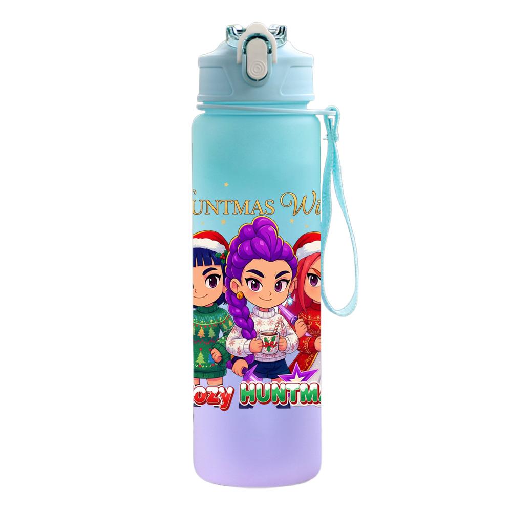 750Ml Water Bottle Cartoon Christmas K-Pop Demon Hunters Printed Large Capacity Drinking Cup Portable Outdoor Sports Water Cup Children Kid Gift