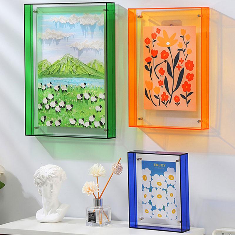 Acrylic Photo Frame Box Transparent Photocard Holder Interior Frame Picture Display Stand Office Home Desktop Wall Decoration trasparente