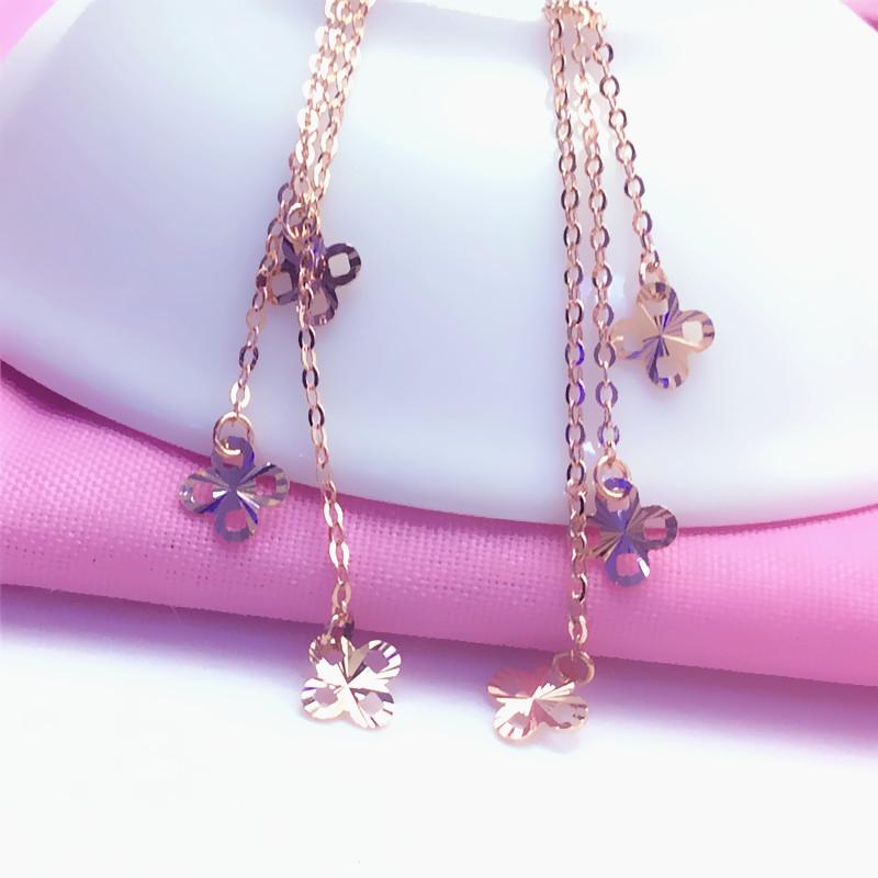Color Gold Purple Gold Shiny Flower Earrings Exquisite Delicate Rose Gold Fringed Earrings