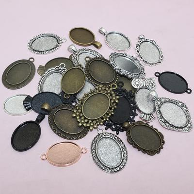 10 szt. 18x25mm Rozmiar wewnętrzny Owalny Wisiorek Baza Kaboszonu Ustawienie Podstawa Oprawka Tacka Akcesoria do Tworzenia Naszyjników Biżuterii Elementy