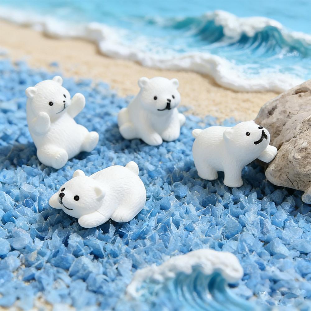 16pcs Miniature Polar Bear Figurines Resin Crafted Handicraft Simulation DIY Aquarium Landscape Dollhouse Decor Bonsai Ornaments