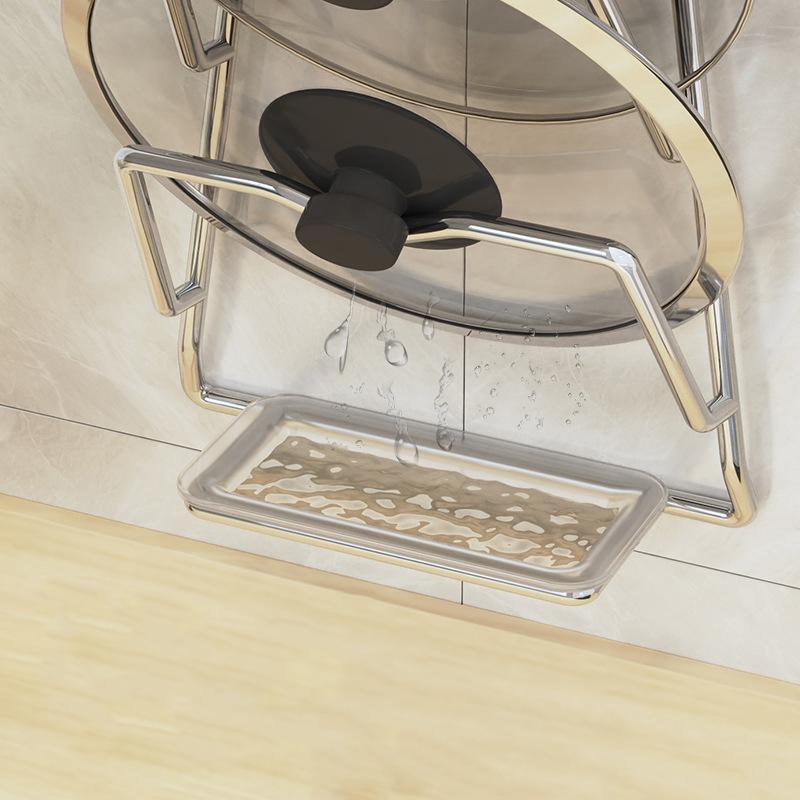 Küchen-Organizer-Regal Wandmontage Topfdeckel-Racks 2/3 Schichten Topfdeckel Metall Rostfrei Multifunktionsregal Topfdeckel-Aufbewahrungsregal