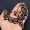 Bloodstone Necklace, Copper Electroformed Jewelry, Gemstone Jewelry Adjustable Chain Necklace, Handmade Wedding Gift Jewelry