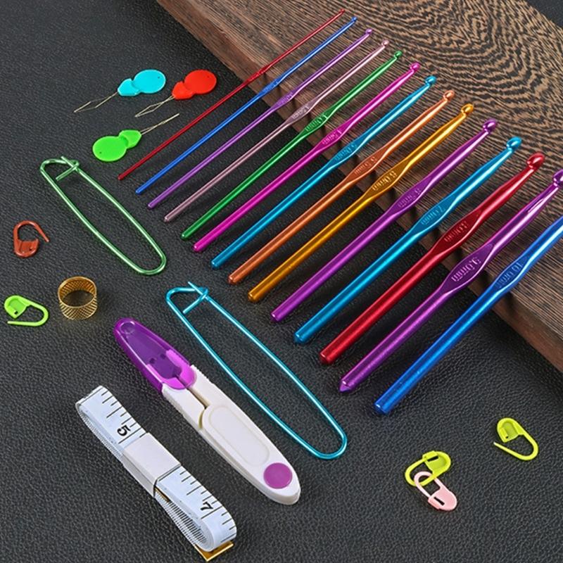 Crochet Hooks Set Aluminium Crochet Needle for Crocheting with Ergonomic Handle