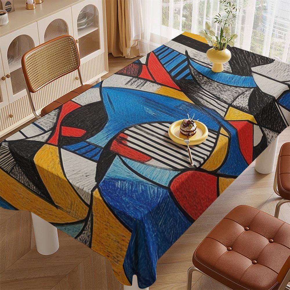 Una Tovaglia in Poliestere con Colori Vivaci Come Blu, Rosso, Giallo, Nero, Bianco, Grigio, Beige e Marrone, Adatta per Cucine, Feste, Terrazzi,