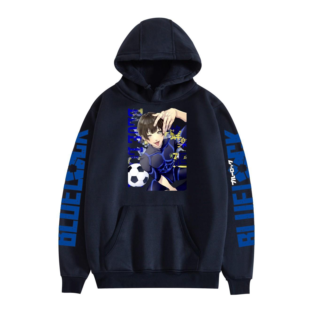 

New Fashion BLUE LOCK Hoodies Cartoon Printed Sweatshirts Casual Long Sleeve Tops for Men Women XXXL темно-синього кольору
