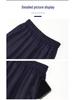 Unisex Dark Blue Straight-Leg School Uniform Pants with Double White Stripes, Ideal for Spring and Autumn.