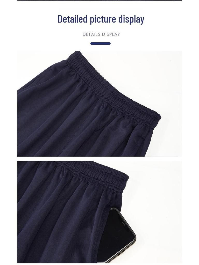 Unisex Dark Blue Straight-Leg School Uniform Pants with Double White Stripes, Ideal for Spring and Autumn.