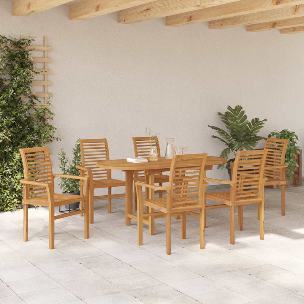 Garden Dining Set 7 pcs Brown Solid Teak Wood