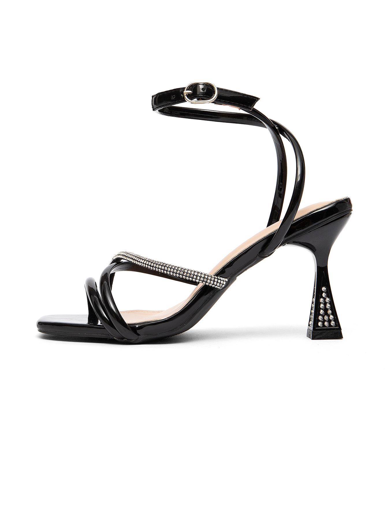 

Rhinestone open-toe electroplating heel high-heeled women s shoes new pointed light luxury high-end banquet sandals 42 чорний