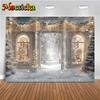 Merry Christmas Backgrounds For Photographs White Snow House Tree Children Shooting Props Decorations Backdrops Studio Photocall