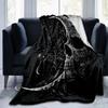 1pc Midnight Moonlit Skull Blanket Soft and Cozy Home Decor Gift for All Seasons, Living Room, Travel .K061