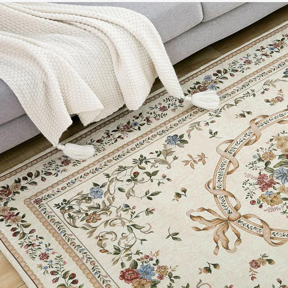 WTEMPO Retro Elegant Printed Cloakroom Bedroom Living Room Rectangle Carpets Wardrobe Room Non-slip Soft Foldable Door Floor Mats