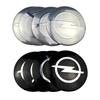 Opel Wheel Hub Cap Sticker - Metal, 56mm/65mm Center Logo