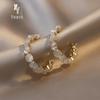 New Women's Luxury Opals Hoop Earrings In Korean Fashion Jewelry Party Girls Temperament Accessories Unusual Earrings