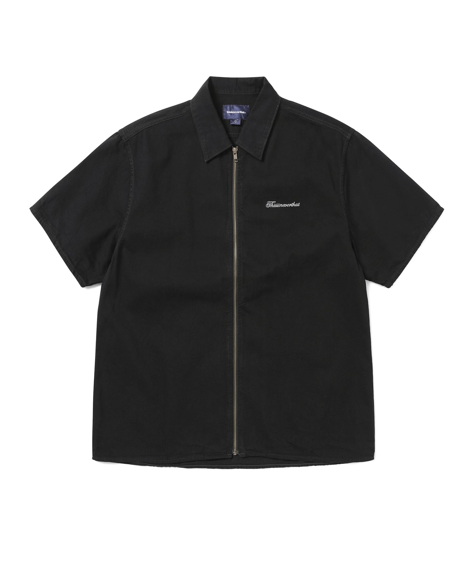 This Is Never That Washed Denim Zip S/S Shirt Black S