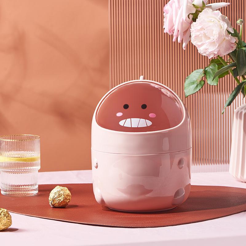 1pc Desktop Trash Can Baby Dinosaur Large Mouth Detachable Design Nonslip Bottom Plastic Mini Trash Can Mini Trash Can