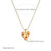 Gold Snake Bone Chain Necklace with Red Crystal Heart Pendant for Women