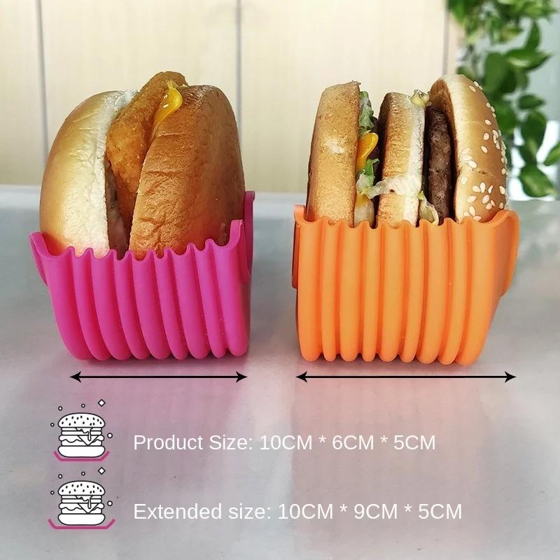 Silicone Hamburger Holders 1pc Contact-free Reusable Sandwiches Holder Household Kitchen Accessories Gadgets for Home VIE LENTE