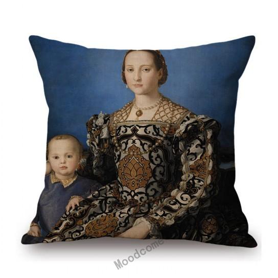 Royal Court Portrait Oil Painting Duchess Princess Ladyship Home Decoration Art Sofa Cotton Linen Throw Pillow Cushion Cover