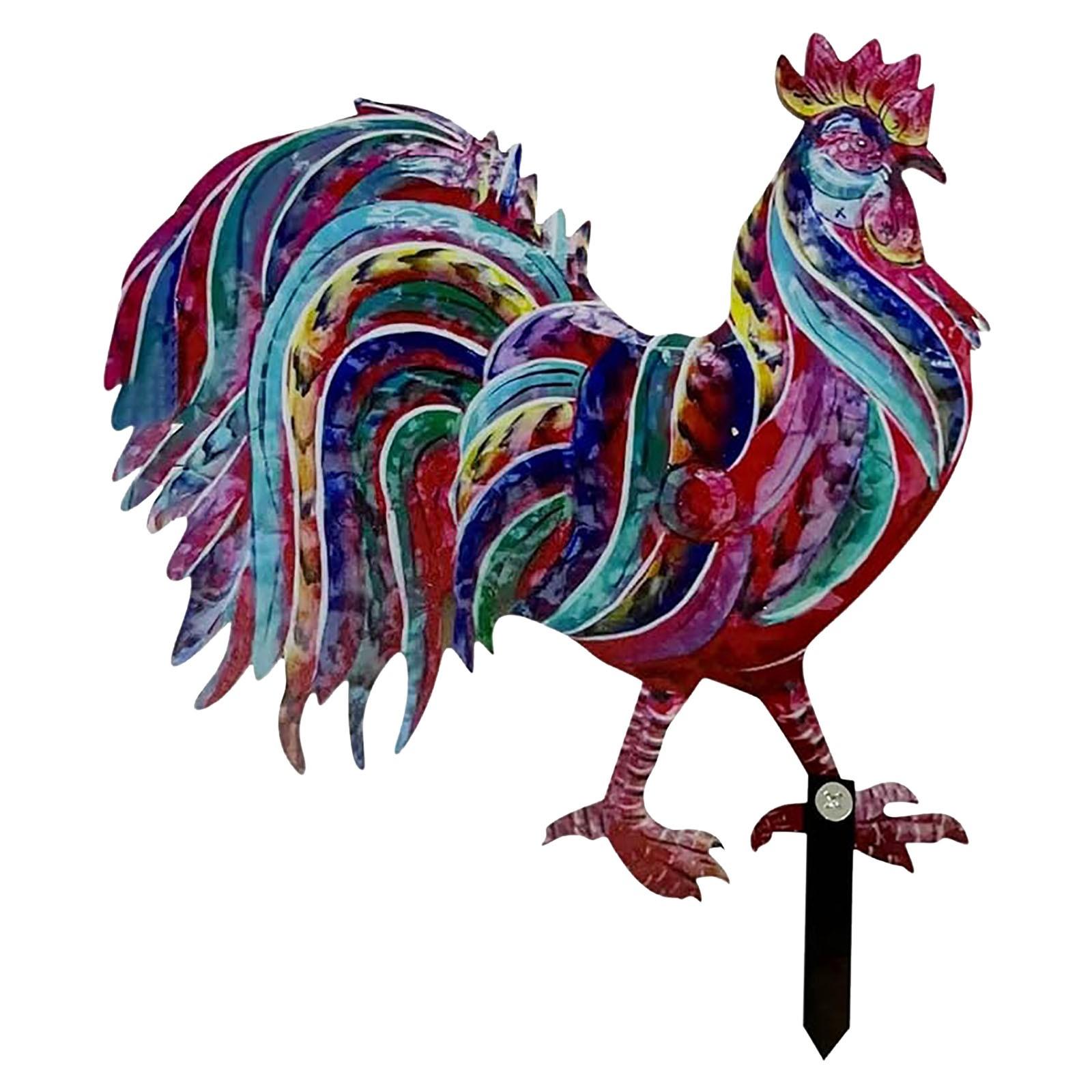 Outdoor Rooster Decoration Rooster Garden Stake Chicken Yard Art Metal Rooster Yard Statue Decoration Vintage Easter Cards (Purple,One Size) фиолетовый
