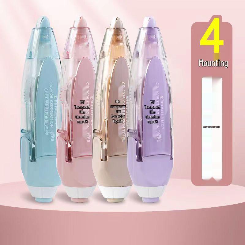 Press-to-Replace Long-Tip Correction Tape: Large Capacity, Stylish Japanese-Style White-Out Tape for Students