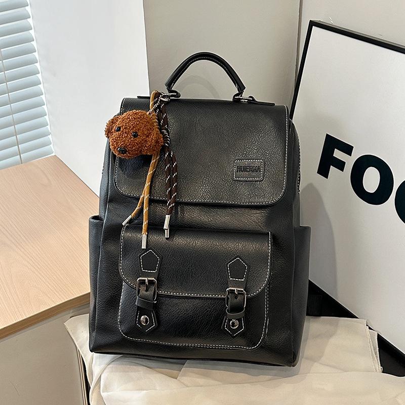 

Модный рюкзак большой вместимости Женский новый универсальный школьный рюкзак для студента колледжа Дорожный рюкзак no pendant чёрный