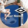 Blue Diamond Emblem Custom Name Round Area Rug Carpet Rug For Living Room Bedroom Sofa Playroom Decor Nonslip Floor Mat