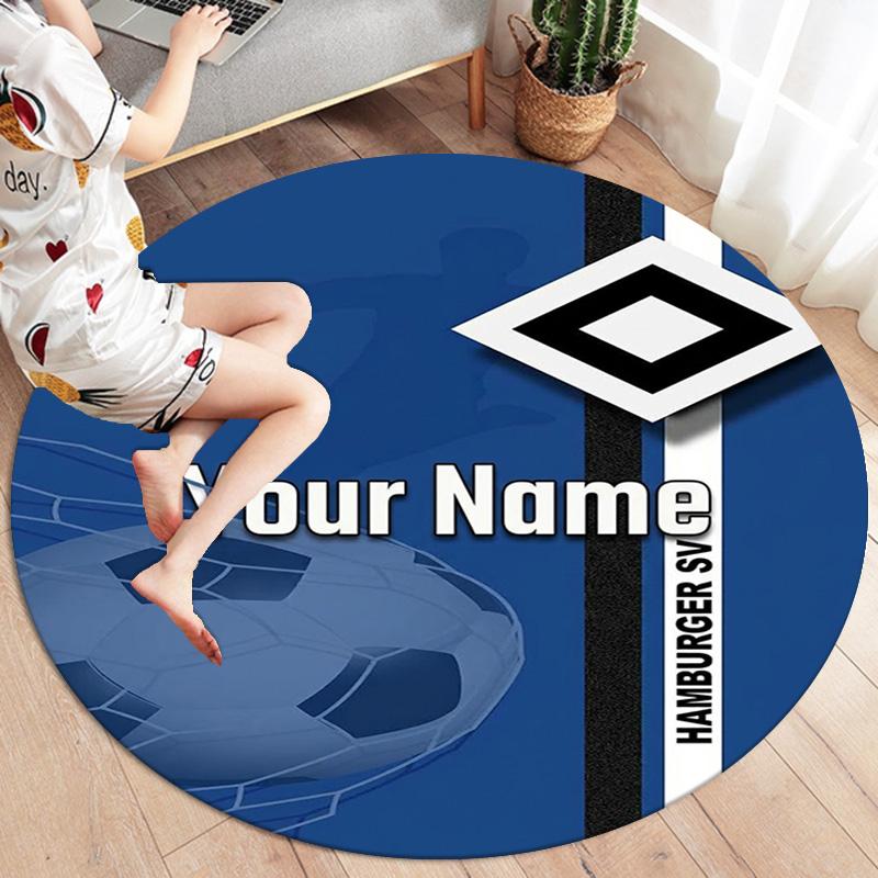 Blue Diamond Emblem Custom Name Round Area Rug Carpet Rug For Living Room Bedroom Sofa Playroom Decor Nonslip Floor Mat