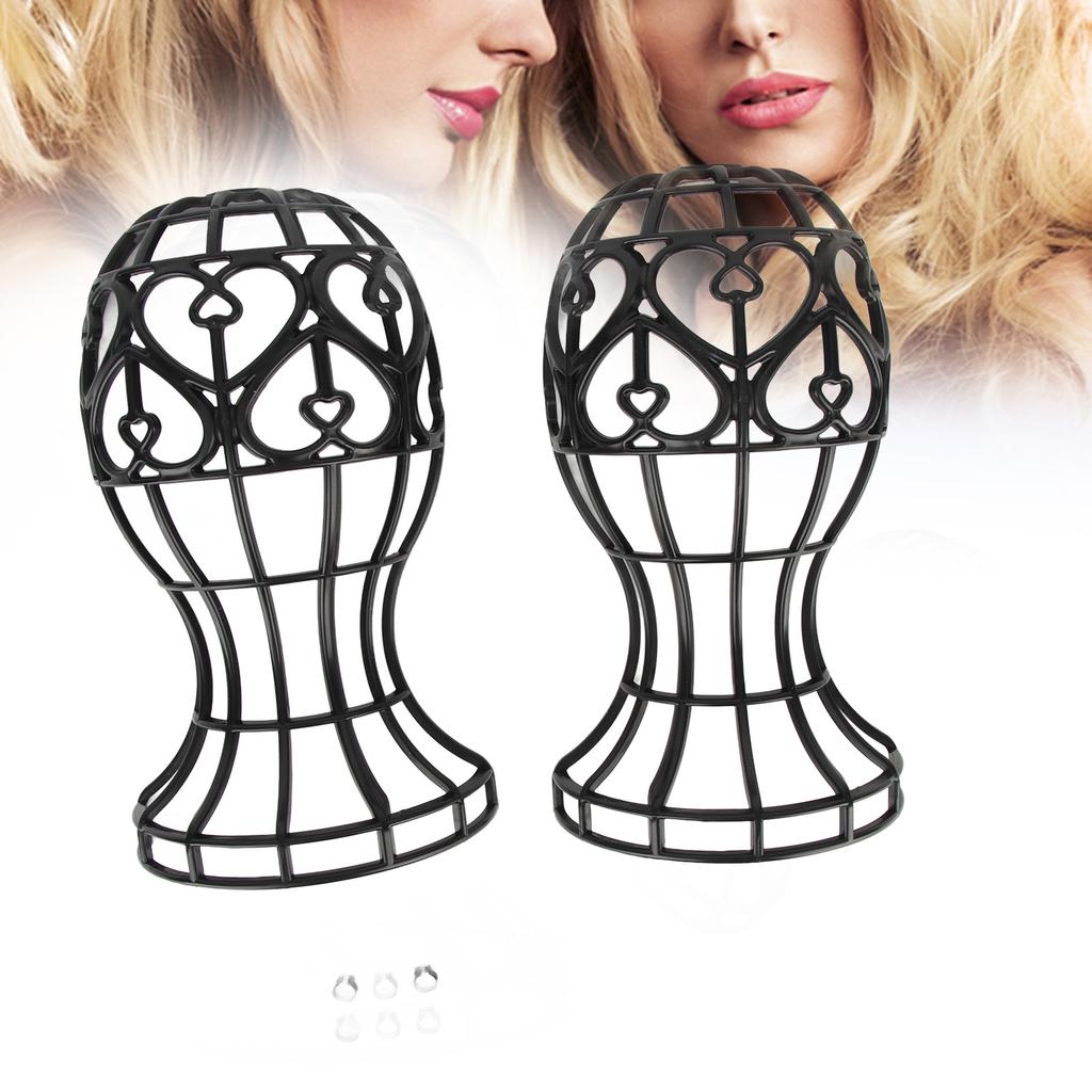 ABS Foldable Wig Display Support Stand Professional Holder Folding Wig Air Dry(Black)