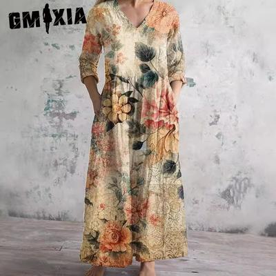 Moda feminina verão primavera 2/1 manga decote em v vestidos casuais